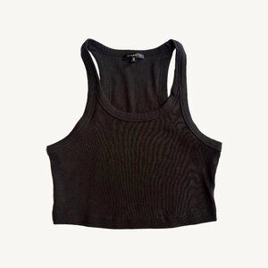 Dynamite Black Ribbed Cropped Tank Top Scoop Neck Size Small